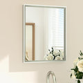 TETOTE Brushed Nickel Bathroom Mirror 16" x 20" Rectangle Beveled Frame Bathroom Vanity Mirror for Over Sink Brushed Nickel, Tempered Glass, Stronger Frame, Modern Farmhouse Bedroom, Entryway
