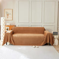 STACYPIK Burnt Orange Chenille Couch Cover, Modern Tangerine Sofa Covers for 3 Cushion Couch, Lovetseat Cover for Sectional, Non Slip L Shaped Covers Pets-Scratch Sofa Slipcover with Tassels-91X150IN