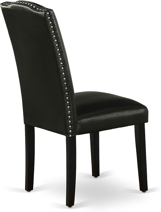 East West Furniture LGEN5-BLK-69 5 Piece Dining Table Set Includes a Rectangle Dining Room Table with Butterfly Leaf and 4 Black Faux Leather Parsons Chairs, 42x84 Inch, Black