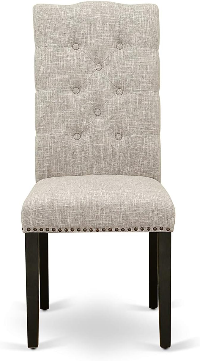 East West Furniture X697EL635-5 5 Piece Dining Set Includes a Rectangle Dining Room Table with X-Legs and 4 Doeskin Linen Fabric Upholstered Parson Chairs, 40x72 Inch, Multi-Color