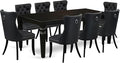 East West Furniture LGDA9-BLK-12 9 Piece Dining Table Set Consists of a Rectangle Kitchen Table with Butterfly Leaf and 8 Polyester Fabric Parson Chairs, 42x84 Inch, Black