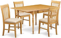 East West Furniture MZNO5-OAK-C 5 Piece Kitchen Table Set for 4 Includes a Rectangle Dining Room Table with Dropleaf and 4 Linen Fabric Upholstered Chairs, 36x54 Inch, Oak