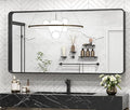TokeShimi 48 x 24 Inch Wall Mirror Black Bathroom Vanity Mirror with Metal Frame Aluminum Alloy Rounded Corner for Modern Farmhouse Wall Decor 1”Deep Set Design (Horizontal/Vertical)