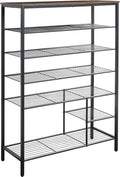 6 Tier Shoe Rack Organizer, Metal Mesh Shoe Storage Shelf, Storage Boots .for Entryway, Closet,Hallway, Bedroom,Cloakroom,Garage, Industrial,Rustic Brown