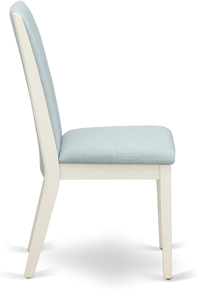 East West Furniture X027LA015-6 6 Piece Dining Table Set Contains a Rectangle Dining Room Table and 4 Baby Blue Linen Fabric Parson Chairs with a Bench, 40x72 Inch, Multi-Color