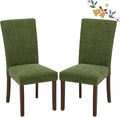 Parsons Dining Chairs Set of 2, Upholstered Nailhead Dining Room Kitchen Side Chair with Thick Cushions and Wood Legs, Green