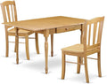 East West Furniture MZDL3-OAK-W 3 Piece Kitchen Table Set for Small Spaces Contains a Rectangle Dining Room Table with Dropleaf and 2 Dining Chairs, 36x54 Inch, Oak