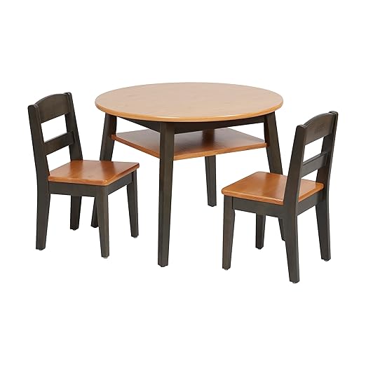 ECR4Kids Hideaway Table and Chair Set, Kids Furniture, Honey/Grey Wash, 3-Piece