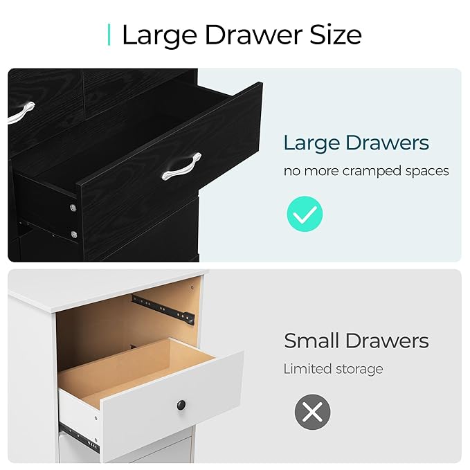 LINSY HOME 9 Drawer Dresser for Bedroom, 54" Wide Chest of Drawers, Modern TV Stand Dressers with Wood Frame and Metal Handles, Large Drawer Organizer for Bedroom, Living Room, Black