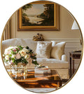 ANDY STAR Gold Round Mirror, 24’’ Brushed Gold Circle Bathroom Mirrors in Stainless Steel Metal Frame 1" Deep Set Design