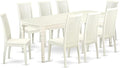 East West Furniture DOIP9-LWH-W 9 Piece Dining Set Includes a Rectangle Dining Table with Butterfly Leaf and 8 Kitchen Chairs, 42x78 Inch, Linen White
