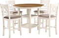New Classic Furniture Cori 5-Piece Round Counter Dining Set with 1 Dining Table and 4 Chairs, 42-Inch, Beige and Brown
