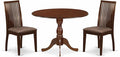 East West Furniture DMIP3-MAH-C 3 Piece Dining Set Contains a Round Dining Room Table with Dropleaf and 2 Linen Fabric Upholstered Chairs, 42x42 Inch, Mahogany