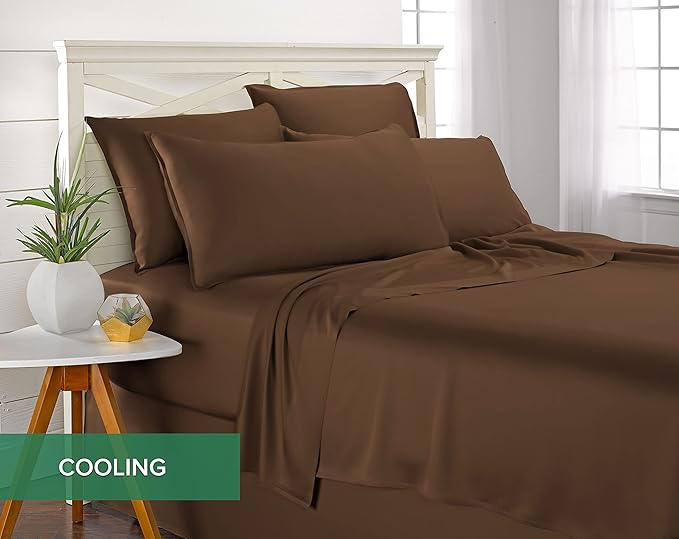 California King Sheets by Pure Bamboo, Genuine 100% Organic Viscose Derived from Bamboo Bed Sheet Set, Soft & Cooling, Double Stitching, Lifetime Quality Promise (California King, Coconut Husk)