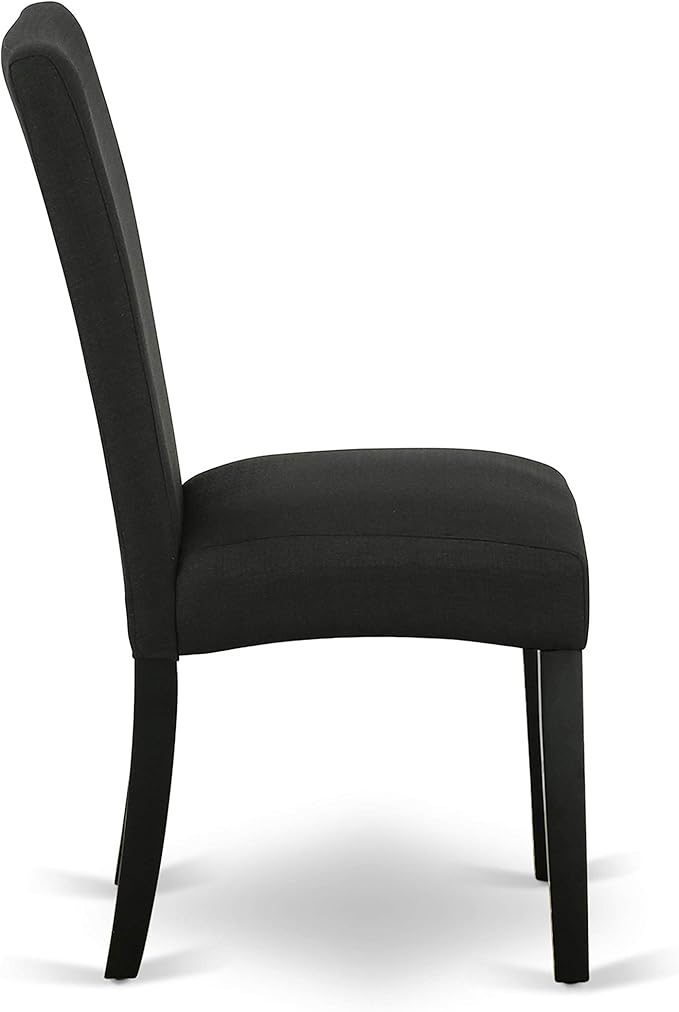 East West Furniture LGDR9-BLK-24 9 Piece Dining Room Set Includes a Rectangle Kitchen Table with Butterfly Leaf and 8 Black Color Linen Fabric Upholstered Chairs, 42x84 Inch, Black