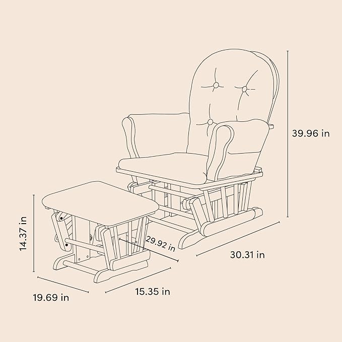 Storkcraft Premium Hoop Glider & Ottoman (White/Light Gray) — GREENGUARD Gold Certified Nursery Glider, Solid Wood Craftsmanship, Smooth-Gliding Nursery Chair and Ottoman, Award-Winning