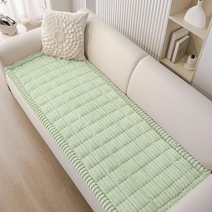 Smiry Couch Cover for Dogs Washable, Non Slip Fuzzy Pet Couch Covers for 3 Cushion Sofa Pet Friendly, Thick Soft Sofa Slipcovers Cushion Protector (Green, 27.6" x 59")