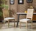 Merax Upholstered Solid Wood Dining Chairs Set of 2, French Country Style Accent Side Seating Furniture for Kitchen, Living Room, Wicker Back, Grayish Green