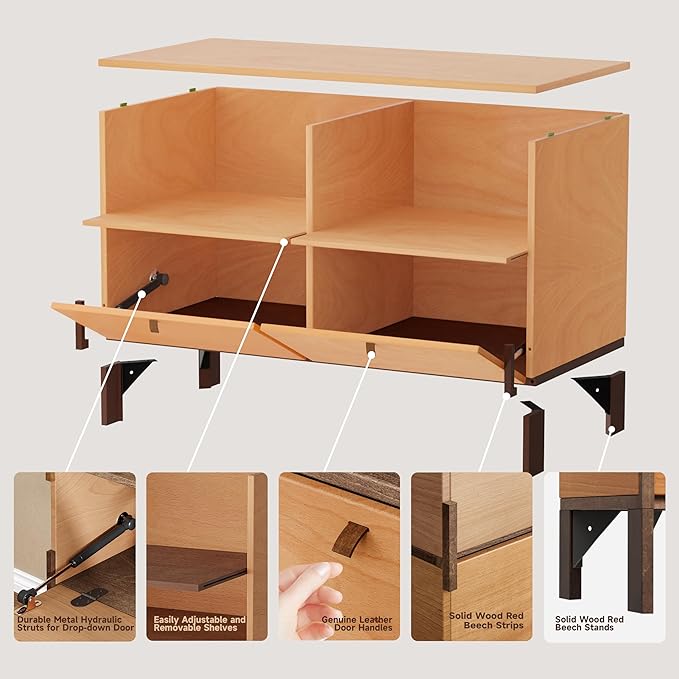Sebastack TV Stand, Expandable Television Stand, Customizable Coffee Table with Drawer, Entertainment Center and Media Console with Storage for Living Room, Bedroom, 31 inch Beech Color (1 pcs)