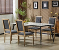 Merax Upholstered Solid Wood Dining Chairs Set of 4, French Country Style Accent Side Seating Furniture for Kitchen, Living Room, Cushioned Back, Blue Gray