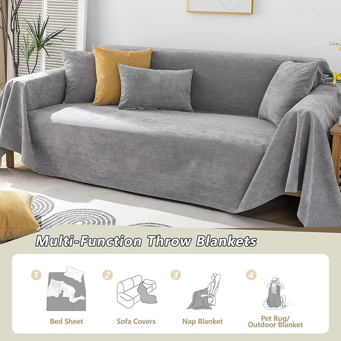 STACYPIK Thick Waterproof Grey Sofa Cover Couch Cover, Anti Slip Loveseat Covers for 2 Cushion Couch, Anti-Cat Scratch Couch Protector Sofa Slipcover, Multi-Use Leakproof Furniture Protector-71X71IIN