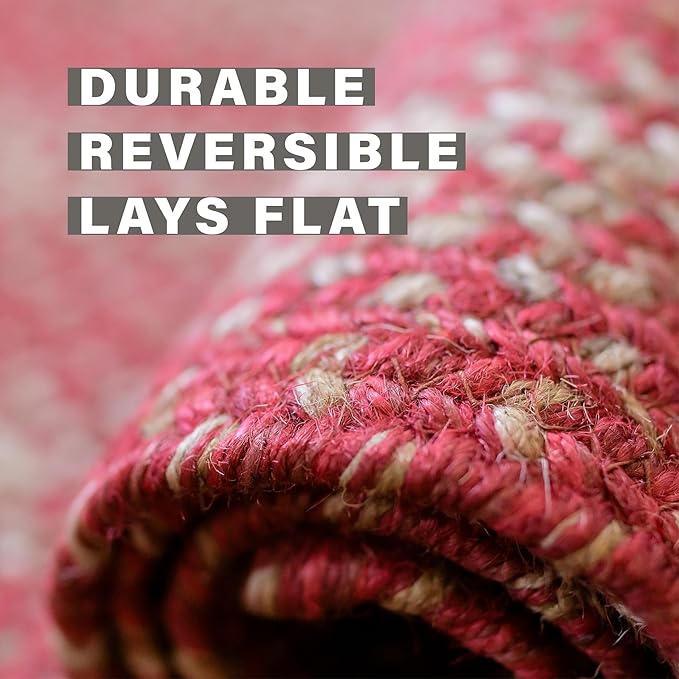 Homespice Apple Pie Jute Red 4x6' Braided Area Rug for Living Room, Bedroom and Dining Room. Pet Friendly. Decor Styles- Farmhouse Rug, Rustic, Vintage, Cottage, Primitive, Country, Boho Rug