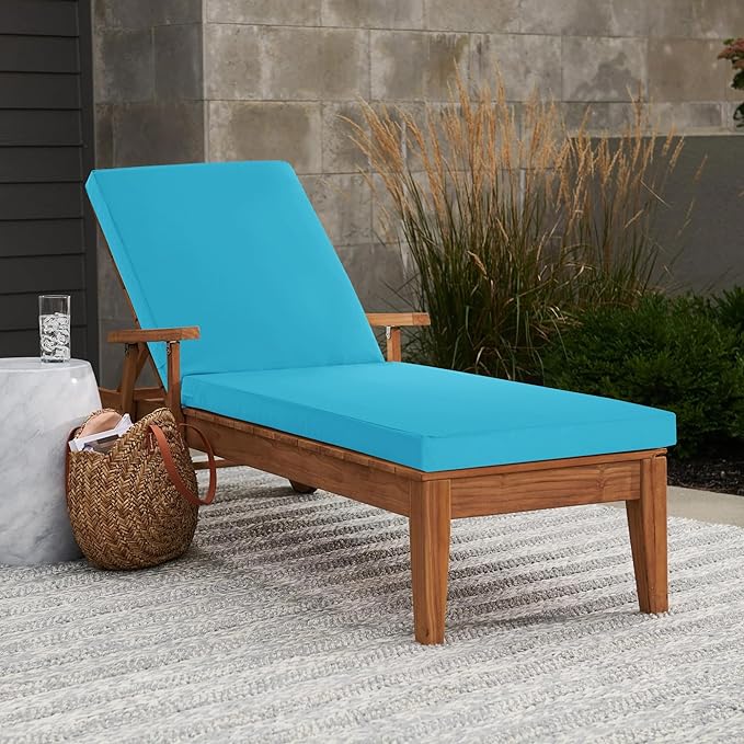 Chaise Lounge Cushions Outdoor - Waterproof and Fade Resistant Sun Lounger Replacement Cushions - Patio Lounger Pads with Removable Cover for Pool, Deck, Lawn, 80 x 26 x 3 Inch, Teal