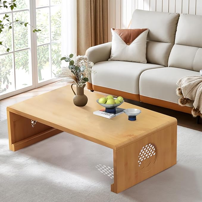 Folding Coffee Table Foldable Japanese Floor Table Low Table for Living Room,Dining Room,Tea,Tatami,Home Decoration (Log Color 47.24 * 19.68 * 12.2 INCH)
