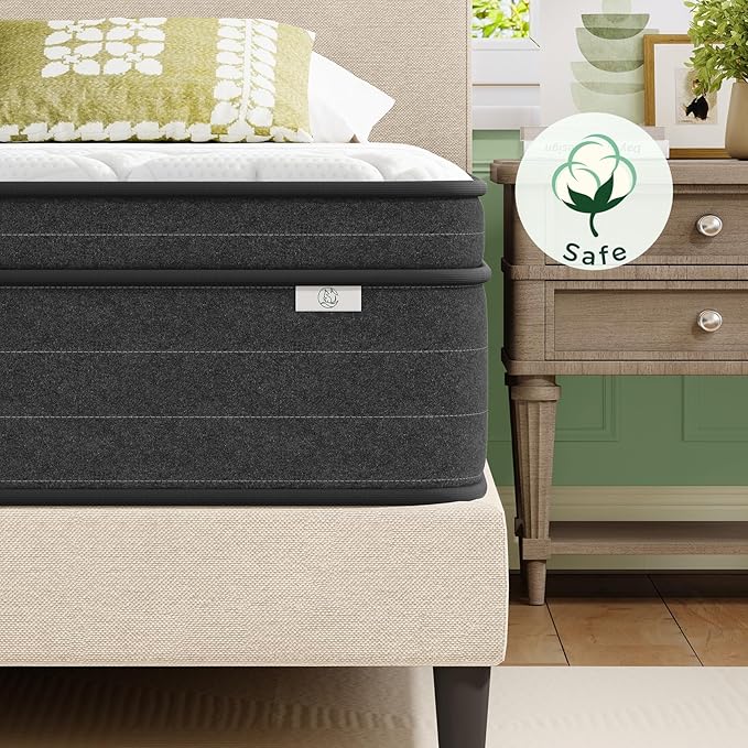 12 Inch Twin Size Mattress in a Box - Memory Foam & Pocket Spring Bed Mattress for Back Pain Relief, Cool Breathable Fiberglass-Free Cover, Medium Firm, CertiPUR-US Certified