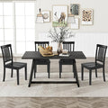 COLAMY Wooden Dining Chairs Set of 4, Solid Rubberwood Kitchen & Dining Room Chairs, High Spindle Back Windsor Style, Modern Dining Table Chairs, Non-Slip Foot Pads, Minimalist Home Furniture,Black