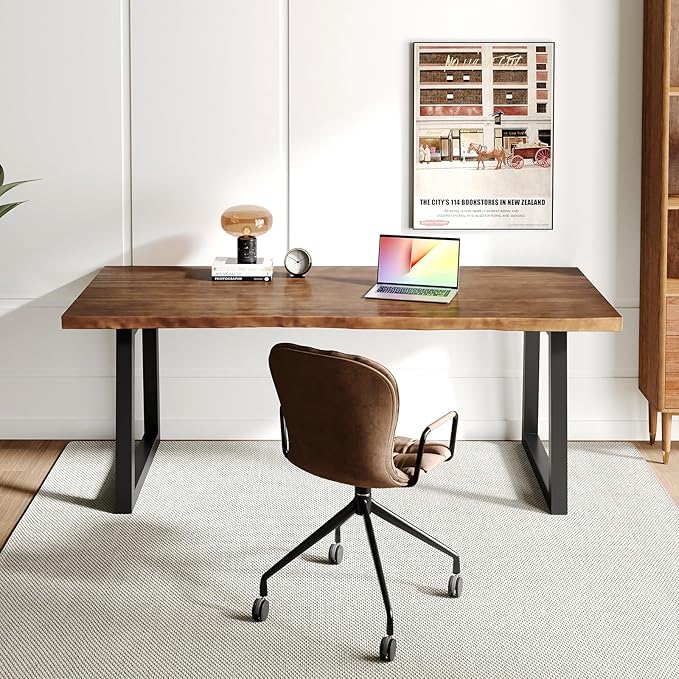Solid Wood Computer Desk 55-inch Large Office Desk Home Simple Modern Long Desk Study Writing Desk Dining Table for Home Office