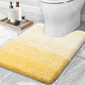 OLANLY Luxury Toilet Rugs U-Shaped 24x20, Extra Soft and Absorbent Microfiber Bathroom Rugs, Non-Slip Plush Shaggy Bath Mat, Machine Wash Dry, Contour Bathroom Mats for Toilet Base, Yellow