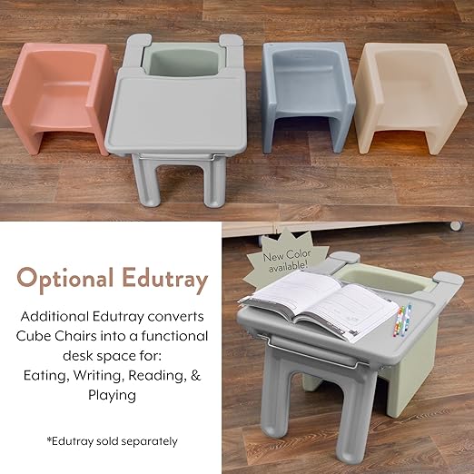 Children's Factory 3-in-1 Cube Chair for Kids, Flexible Seating Classroom Furniture, 4-Pack, Elements Colorway
