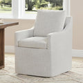 Upholstered Dining Chairs with Casters Easy Assembly Side Deskchair with Rollers for Diningroom, Living Room, Linen, 1 Box