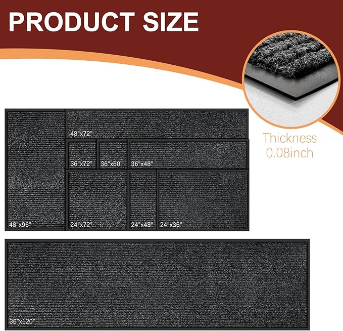 Vicwe Indoor Outdoor Door Mat, 2'x4' Heavy Duty Front Door Mat, Non-Slip Washable Doormats Entrance Mats, Dirt Resistant and Absorbent Doormat, Commercial Outdoor Entrance Floor Mat for Home Office