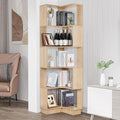 Wooden Corner Bookcase, 5 Tiers Corner Bookshelf 68.9" L-Shaped Storage Display Rack Tall Large Open Bookshelf with Fixture for Living Room Bedroom Study Office