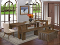 X02SI-2C8-04 - 6 pc Modern Dining Set contains an Extendable Rectangle Kitchen Table, 1 Coffee Table, 2 Dining Chairs and 2 Modern Benches, 39x120 Inch, Antique Walnut
