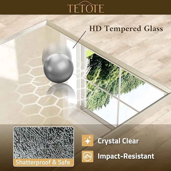 TETOTE Brushed Nickel Bathroom Vanity Mirror 55" x 36" Beveled Framed Bathroom Wall Mirror for Over Sink Brushed Nickel, Tempered Glass, Modern Farmhouse Bedroom, Entryway, Living Room