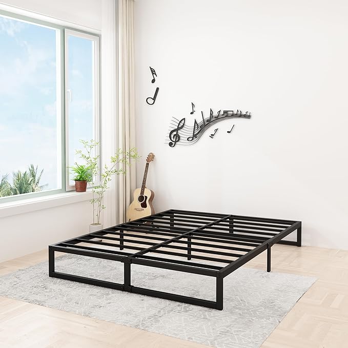 12 Inch Full Size Bed Frame No Box Spring Needed, Heavy Duty Metal Platform Beds with Sturdy Steal Slats for Mattress Foundation, Easy Assembly, Noise Free, Black