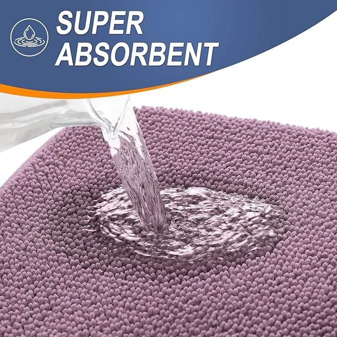 OLANLY Thick Memory Foam Bath Mat Rug 24x16, Extra Soft Absorbent Bathroom Rug, Quick Dry Bath Mats, Non-Slip, Machine Washable Carpet for Bathroom, Tub and Shower, Home Decor Accessories, Deep Plum