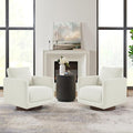 Modern Swivel Accent Chair, 360° Rotating Round Barrel Armchair with Performance Fabric Upholstery for Living Room, Bedroom, Office, Reading Nook, Set of 2,Cream