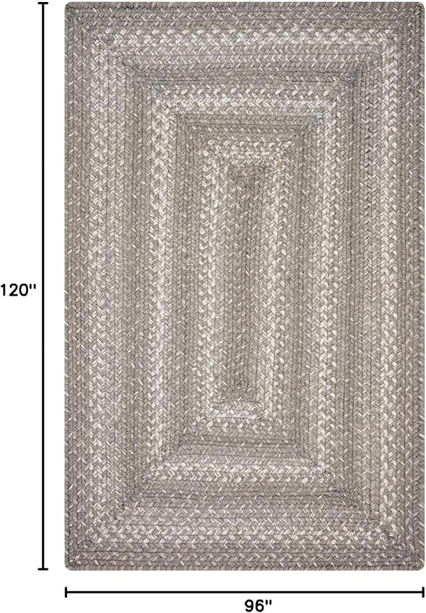 Homespice Grey Cloud Jute Braided Area Rugs, 8x10' Rectangle - Grey, Warm Farmhouse Decor, Perfect for Living Rooms, Dining Areas and Bedrooms - Pet Friendly and Easy to Clean