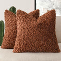 Foindtower 2 Pieces 24x24 Inch Hazel Brown,Faux Fur Throw Pillow Cover Accent Sherpa Furry Pillow Covers Fuzzy Soft Pillowcases Cozy Sheepskin Decorative Fleece Cushion Case for Bed Couch Living Room