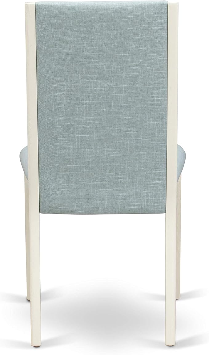 East West Furniture X027LA015-7 7 Piece Dining Room Furniture Set Consist of a Rectangle Dining Table with X-Legs and 6 Baby Blue Linen Fabric Parsons Chairs, 40x72 Inch, Multi-Color