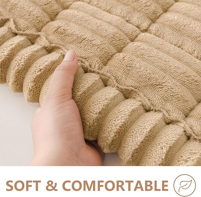 Smiry Couch Cover for Dogs Washable, Non Slip Fuzzy Pet Couch Covers for 3 Cushion Sofa Pet Friendly, Thick Soft Sofa Slipcovers Cushion Protector (Camel, 27.6" x 70.9")