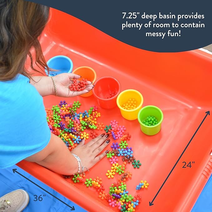Children's Factory Medium Sensory Table – 18″ Height Table and Lid, Sandbox with Lid, Water Table for Kids, Red