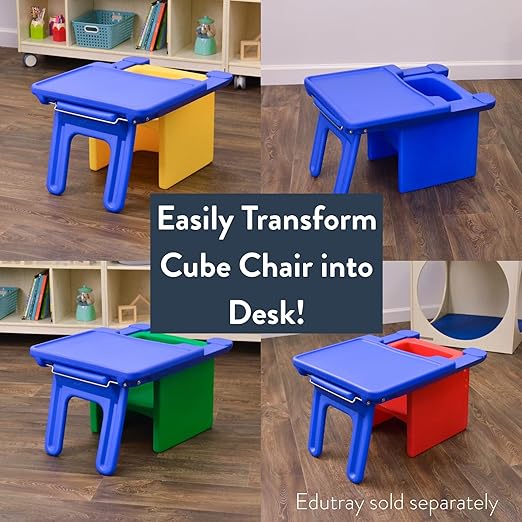 Children's Factory Cube Chairs, Set-4, Woodland CF910-047, Classroom Furniture, Kids Daycare and Preschool Flexible Seating, Toddler Reading Chair