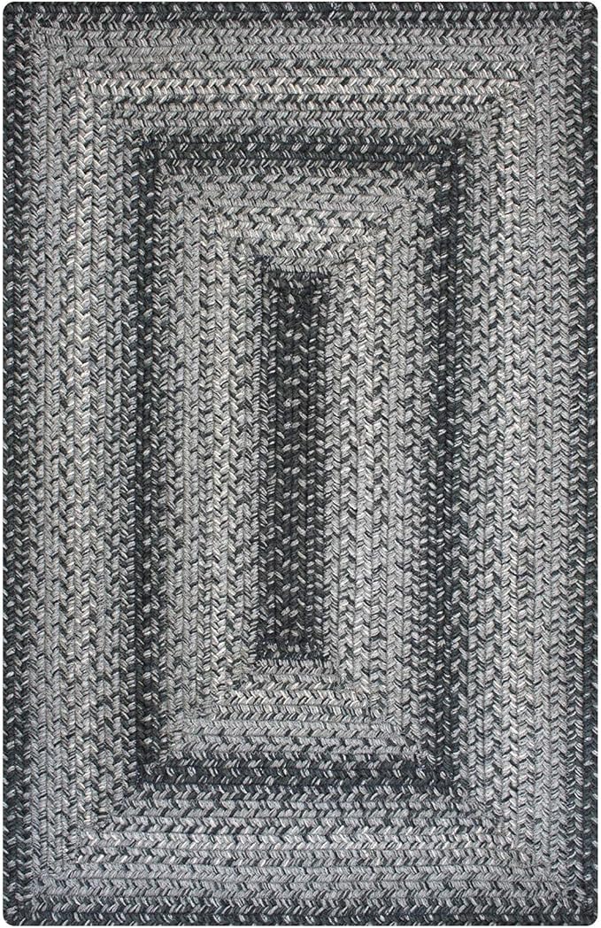 Homespice Flint Hill Jute Braided Area Rugs 5x8' - Gray Braided Rugs for Living Room and Bedroom