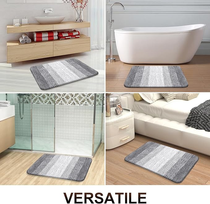 OLANLY Bathroom Runner Rugs 59x17, Extra Soft Absorbent Microfiber Bath Rugs, Rubber Backing, Quick Dry, Washable Bath Mats for Bathroom Floor, Tub and Shower, Home Decor Accessories, Light Grey