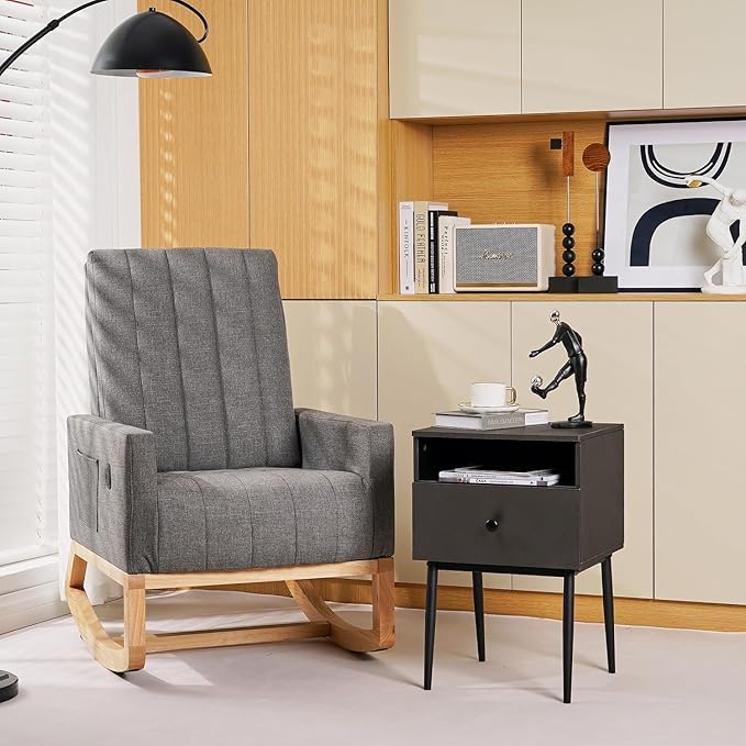VECELO Modern Nightstands Set of 2,Square End Side Table with Drawer and Storage Space for Bedroom and Living Room